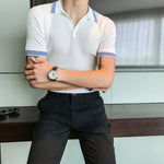 Contrast Stripe Trim Slim-fit Polo Shirt