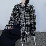 French Wool Fringed Shoulder Padded Jacket
