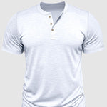 Men's solid color casual henley short-sleeved polo