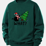 Christmas Naughty Cat Print Relax Fit Sweatshirt