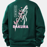 Sakura Katana Back Print Relax Fit Sweatshirt