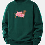 Hot Dog Dachshund Print Relax Fit Sweatshirt