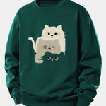 Three Cats Print Relax Fit Sweatshirt
