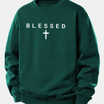 Blessed Cross Print Relax Fit Sweatshirt