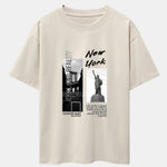 New York City Scenery Print Drop Shoulder Oversize T-Shirt