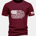 Regular Fit American Flag Print Cotton T-Shirt