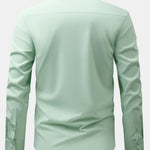 Non-Iron Hidden Placket Stand Collar Dress Shirt
