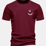 Regular Fit Smiley Face Print Cotton T-Shirt