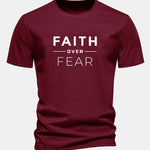 Regular Fit Faith Over Fear Print Cotton T-Shirt