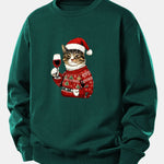 Christmas Cat Print Relax Fit Sweatshirt