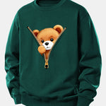 Zipper Bear Print Relax Fit Sweatshirt