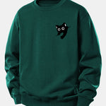 Black Cat Print Relax Fit Sweatshirt
