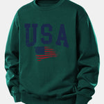 USA Flag Print Relax Fit Sweatshirt