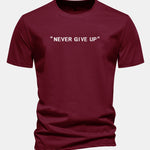 Regular Fit Never Give Up Print Cotton T-Shirt