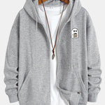 Ghost Drinking Coffee Print Relax Fit Zip Hoodie