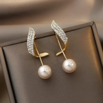 Chic Golden Pearl Drop Earrings