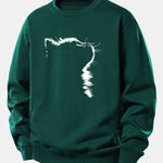 Outline Cat Print Relax Fit Sweatshirt