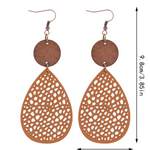 Eliana - Vintage Style Hollow-Out PU Leather Drop Earrings