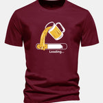 Regular Fit Beer Loading Print Cotton T-Shirt