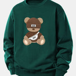 Stripe Bear Print Relax Fit Sweatshirt