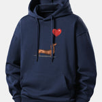 Heart-shaped Balloon Dachshund Print Relax Fit Hoodie