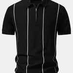 Stripe Zip Up Knitted Polo Shirt