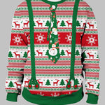 Men's bow tie print Christmas round neck T-shirt