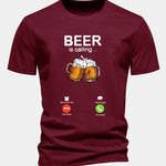 Regular Fit Beer Is Calling Print Cotton T-Shirt