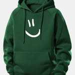 Smiley Face Print Drawstring Hoodie