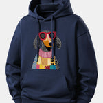 Colorful Sweater Dog Print Relax Fit Hoodie