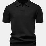 Pineapple Texture Knit V Neck Polo Shirt