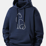 Cat Line Print Relax Fit Hoodie