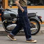 Raw Denim Multi-pocket Striped Outdoor Cargo Pants