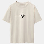 Heartbeat Flatline Print Drop Shoulder Oversize T-Shirt