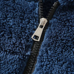 Letter Embroidery Teddy Half-Zip Hoodie