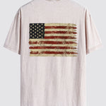 Retro USA Print Washed Distressed Drop Shoulder T-Shirt