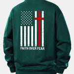Faith Over Fear American Flag Print Relax Fit Sweatshirt