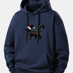 Christmas Colorful Light Black Cat Print Relax Fit Hoodie