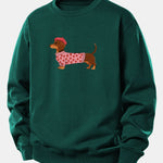 Dachshund Wearing Heart Sweater Print Relax Fit Sweatshirt