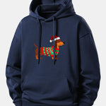 Christmas Dachshund Print Relax Fit Hoodie