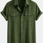 Textured Button Up Shirt With Two Pockets