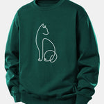 Cat Line Print Relax Fit Sweatshirt