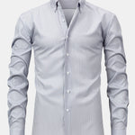 Long Sleeve Stripe Button Up Shirt & Elastic Waist Straight Leg Trousers