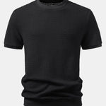 Short Sleeve Waffle Ribbed Hem T-Shirt