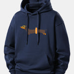 Dachshund With Swimming Ring Print Relax Fit Hoodie