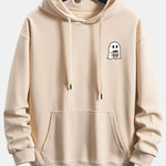 Ghost Drinking Coffee Print Relax Fit Hoodie