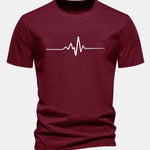Regular Fit Heartbeat Flatline Print Cotton T-Shirt