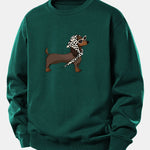 Headscarf Dachshund Print Relax Fit Sweatshirt
