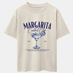 Margarita Cocktail Print Drop Shoulder Oversize T-Shirt