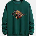 Halloween Zipper Evil Bear Print Relax Fit Sweatshirt